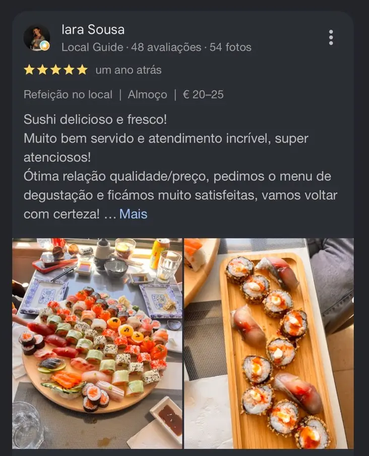 Avaliação de cliente